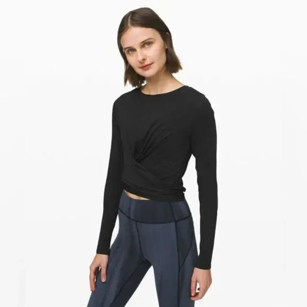 Lululemon Time to Restore Cropped‎ Tie Long Sleeve Shirt Preppy Nulu Size 4